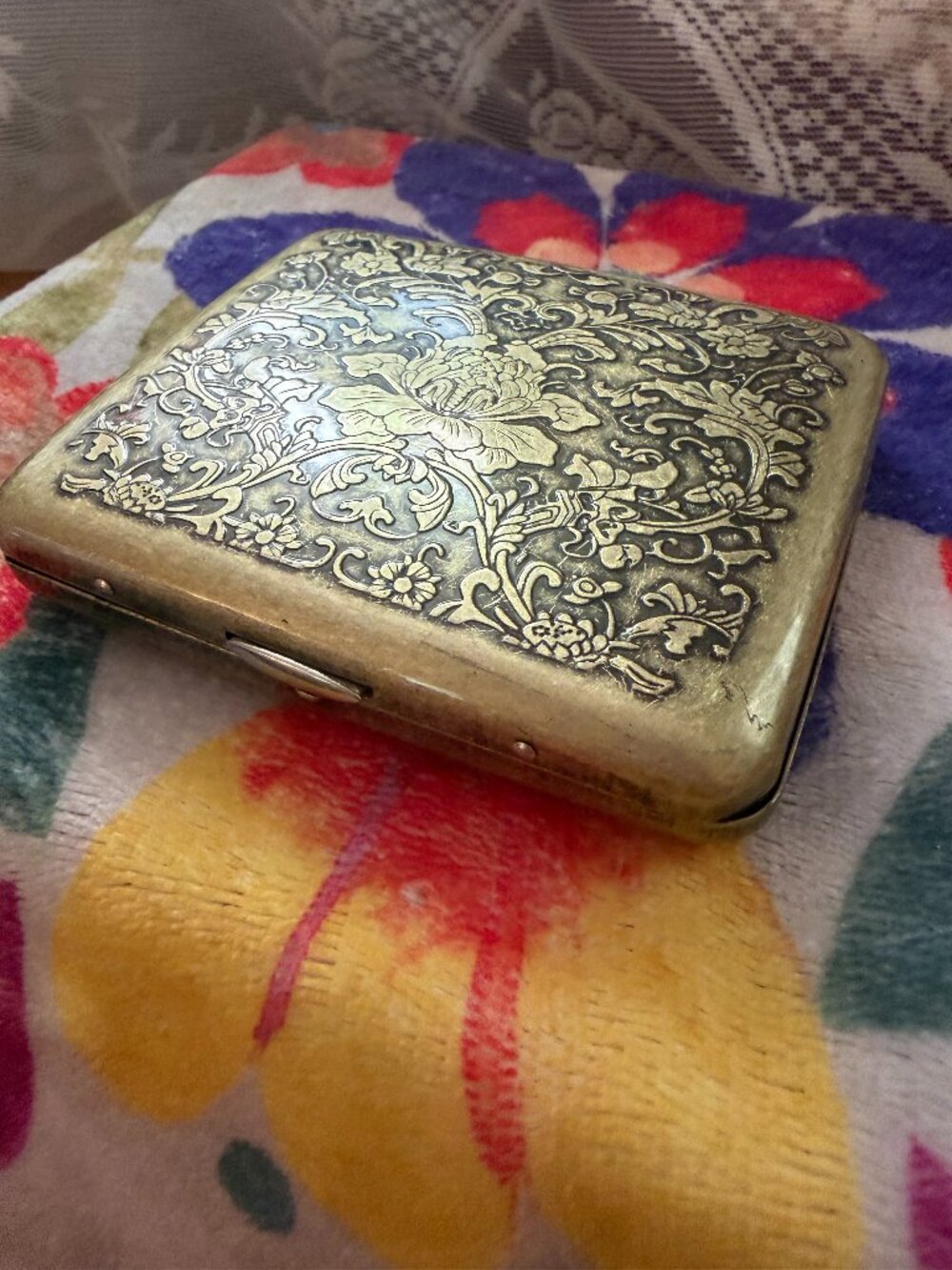 Vintage Ornate Floral Embossed Metal Case